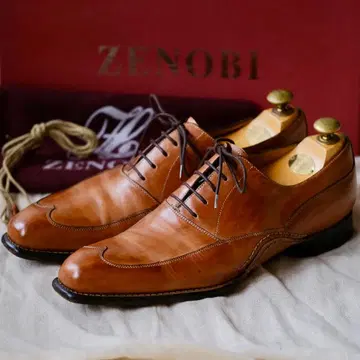 새상품급 ZENOBI 제노비 더블 오빵카 숏 블라인드 브로그 브라운 42