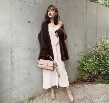 [ 새상품급 ] Noble 라쿤 니트 오버 가디건 다크 브라운