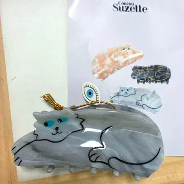 쿠쿠슈 제트 고양이 그레이 헤어 클립 고양이 캣 클립