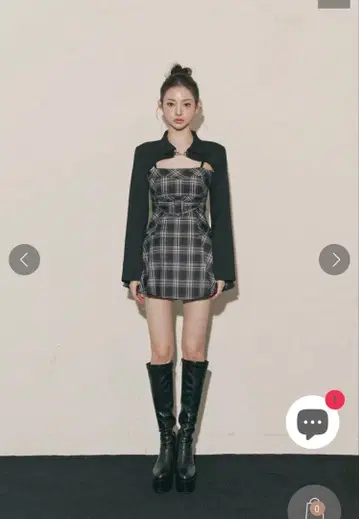 랜디 체크 무늬 버클 자켓 앙상블