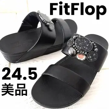 새상품급 FitFlop 블랙 비쥬 샌들 24.5 통굽 핏플랍