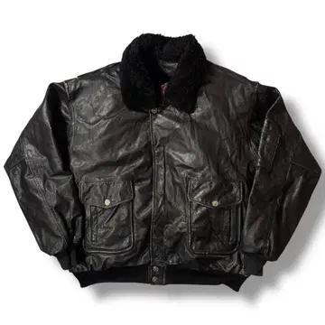 80s 유로 빈티지 가죽 플라이트 자켓 G-1 A-2 프랑스