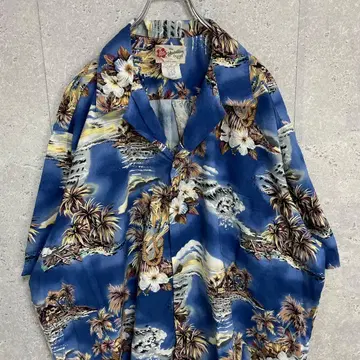 Hilo Hattie 하와이 제조 올 패턴 알로하 셔츠 오픈 카라 3XL