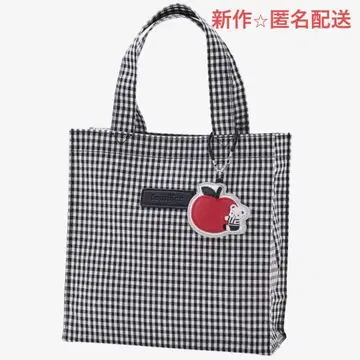 [ 익명 배송 ] 파밀리아 깅엄 체크 토트백 블랙 정사각형