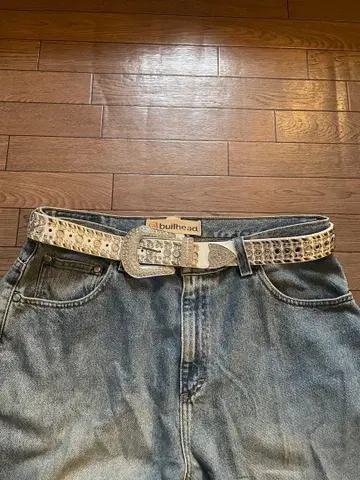 큐빅 장식 갸루 벨트 화이트