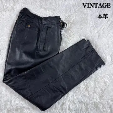 [ 빈티지 ] 천연 가죽 가죽 팬츠 블랙 82cm 신치 벨트 포함