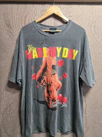 SUGATA BADHOP 착용 그래픽 T셔츠 데미지 가공