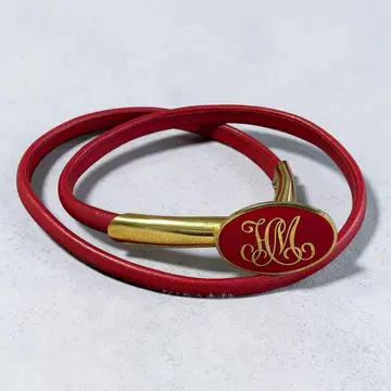 [레어] HANAE MORI 빈티지 벨트 레드 x 골드 로고