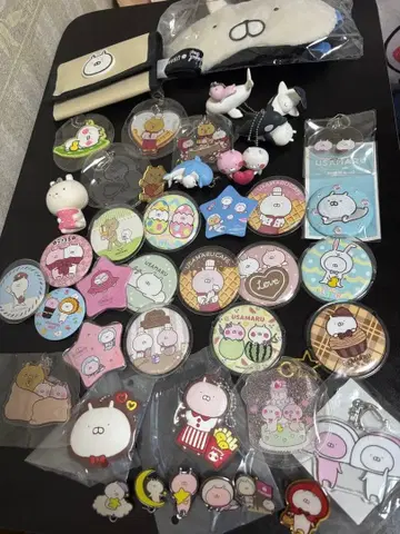 우사마루 캔뱃지 아크릴 키링 핀 배지 파우치