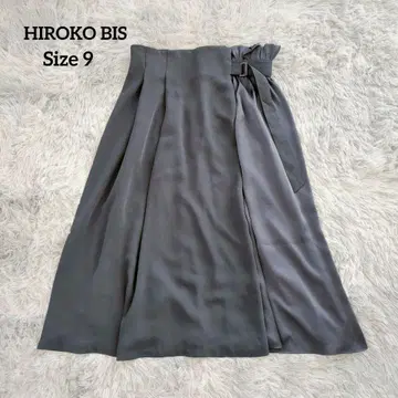 HIROKO BIS 히로코비스 랩 스타일 플레어 스커트 네이비 9호