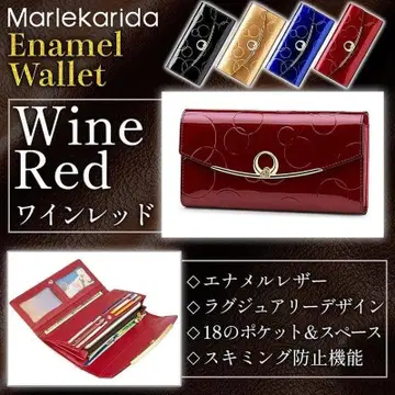 장지갑 새상품 미사용 안티스키밍 에나멜 지갑 동전 지갑 와인 레드