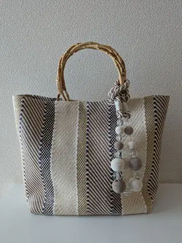 뜨개질 바스켓 핸드백 스트라이프