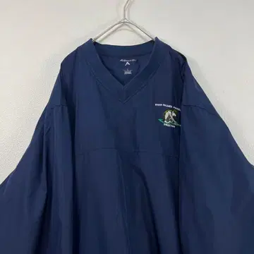 USA 구제 의류 골프 나일론 풀오버 네이비 자수 나일론 자켓