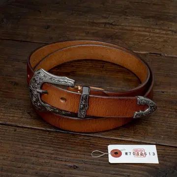 3피스 버클 세트 통가죽 남성용 천연 가죽 벨트 내추럴 탄