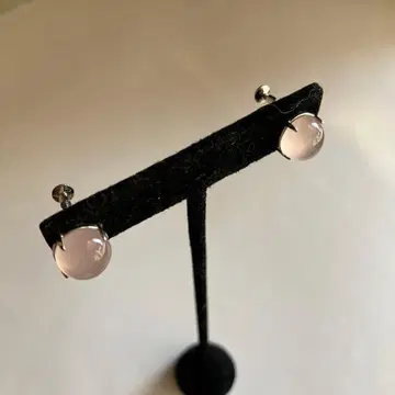 카보숑 로즈쿼츠 귀걸이 빈티지