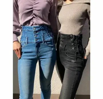 EMODA 사이드 레이스업 하이웨스트 레깅스/데님/스키니