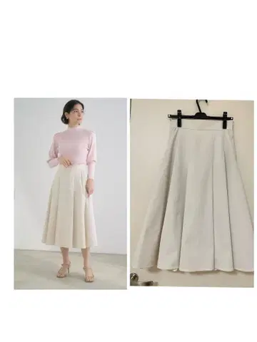 아나이 폴리에스테르 스트레치 턱 스커트 36