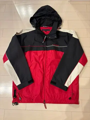 TOMMY HILFIGER 남성용 나일론 자켓 L 빨간색 후드
