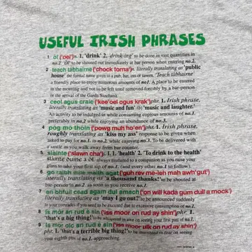 90s 아이리쉬 아일랜드 일상 메시지 싱글 스티치 티셔츠
