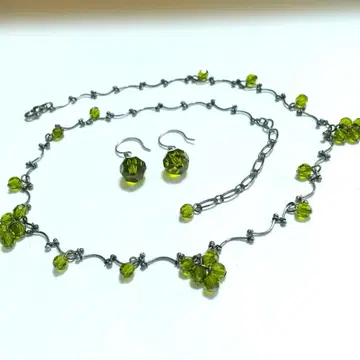 오스트리아 스와로브스키제 크리스탈 스톤 빈티지 목걸이 귀걸이