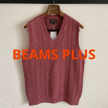 BEAMSPLUS 피그먼트 다이 아란 패턴 니트 베스트