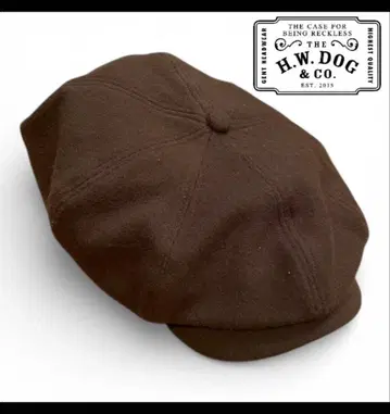 H.W DOG 브라운 8패널 헌팅 캡