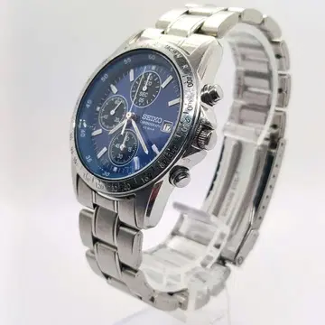 [ 작동 ] SEIKO 7T92-0DW0 크로노그래프 손목시계 블루 쿼츠