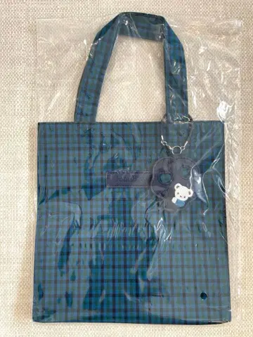 파밀리아 블루 계열 체크 무늬 토트백 스몰