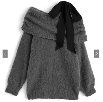 오프숄더 리본 포함 그레이 니트 원피스 GRLtw1253