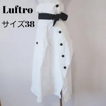 Luftro 화이트 버튼 롱 스커트 38 리본 벨트 A0606