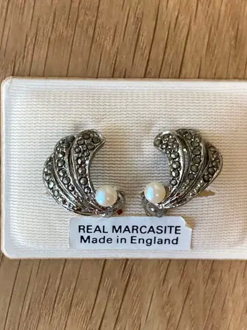 영국제 마카사이트, 조개 진주 빈티지 클립식 귀찌