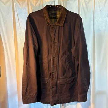 LANDS' END 코듀로이 자켓 안감 체크 브라운 L