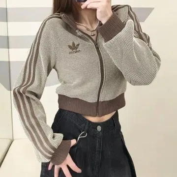 adidas 크롭 트랙 탑 저지 와플 니트 M 사이즈