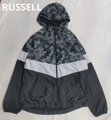 RUSSELL 나일론 자켓 카모플라쥬 카모플라주 후드 부착 윈드브레이커