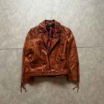 grunge riders leather jacket y2k brown