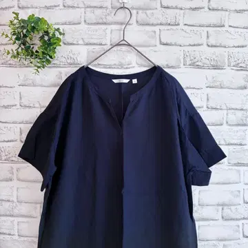 [ 새상품급 ] 유니클로 린넨 블렌드 카프탄 원피스 ( S ) 네이비