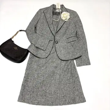 자유구 트위드 조 셋업 원피스 수트 38 그레이 입학식
