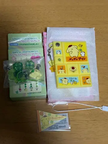 산리오 시크릿 타일씰풍 미니 거울 & 클로버 스트랩 푸딩