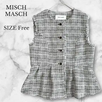 미슈마슈 트위드 페플럼 베스트 블랙 화려함 페미닌 고급