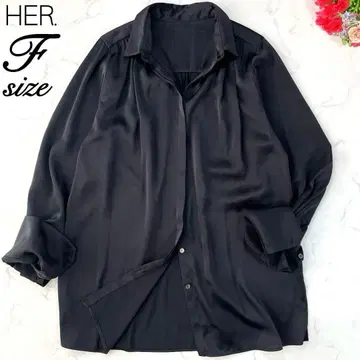 HER. 하 긴팔 셔츠 블라우스 개더 블랙 F