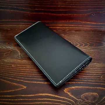 S41 천연 가죽 코도반 무쌍 가죽 장지갑 블랙 플랩식 YKK 지퍼