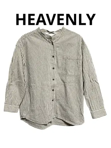 HEAVENLY 헤븐리 코튼 린넨 스트라이프 밴드 카라 셔츠 면 린넨