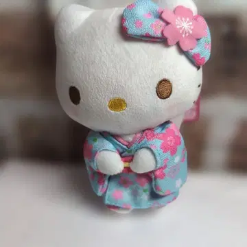 헬로키티 마스코트 벚꽃 기모노 스카이블루