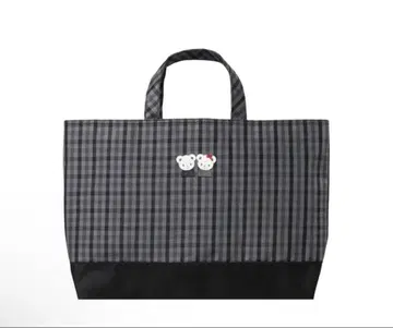 파밀리아 블랙 체크 가로형 백 토트백