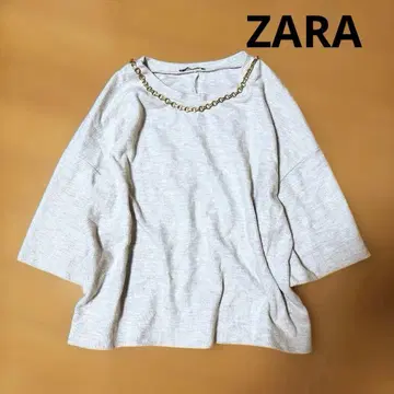 ZARA 목걸이풍 체인 포함 티셔츠 베이지