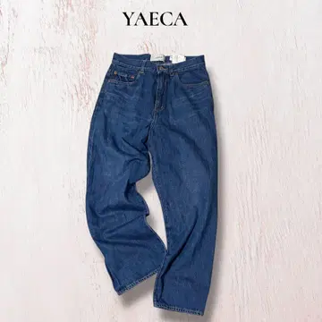 YAECA 와이드 크롭 데님 팬츠 셀비지 빨간 귀 린넨 혼방 야에카