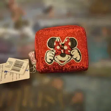 홍콩 디즈니 미니 마우스 빨간색 라메 지갑 코인 케이스 동전 지갑