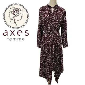 axes femme 꽃무늬 긴팔 티셔츠 롱 원피스 아지메 플리츠