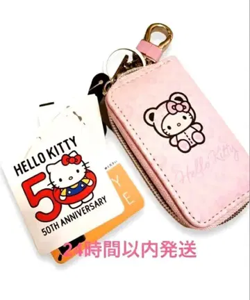 헬로키티 50주년 키케이스 레오파드 무늬 새상품 아베일 핑크 인형옷