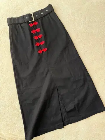 LISTEN FLAVOR 차이나 버튼 벨트 타이츠 스커트